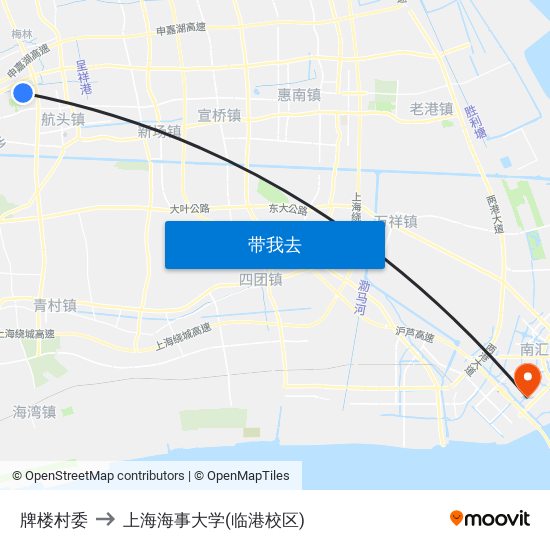 牌楼村委 to 上海海事大学(临港校区) map