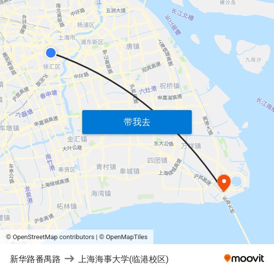 新华路番禺路 to 上海海事大学(临港校区) map