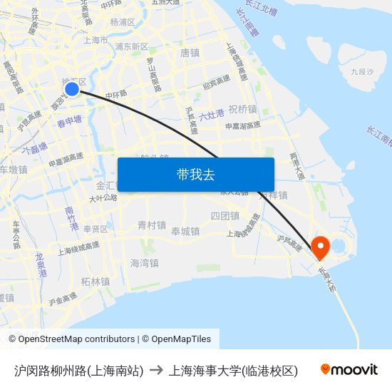 沪闵路柳州路(上海南站) to 上海海事大学(临港校区) map