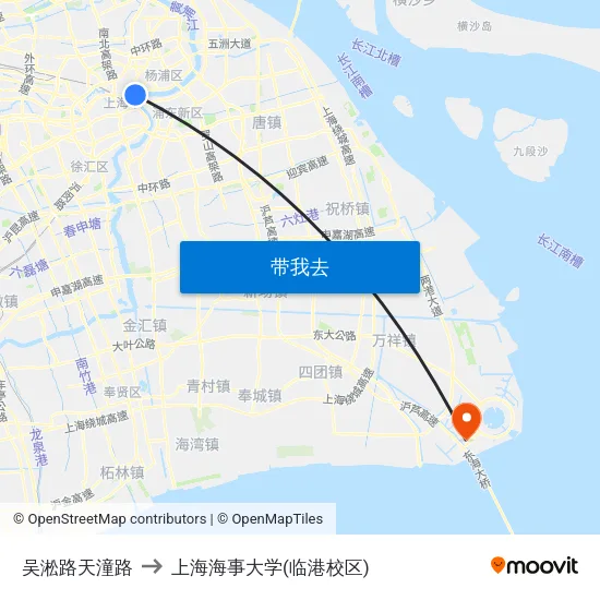 吴淞路天潼路 to 上海海事大学(临港校区) map