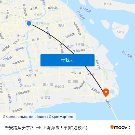 普安路延安东路 to 上海海事大学(临港校区) map