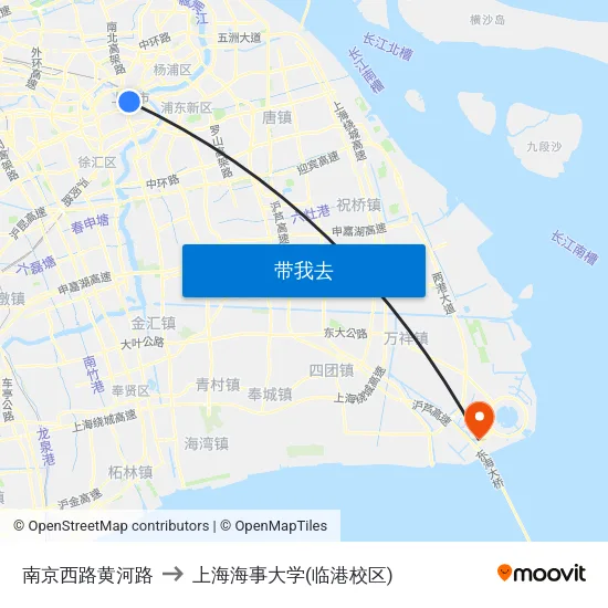 南京西路黄河路 to 上海海事大学(临港校区) map