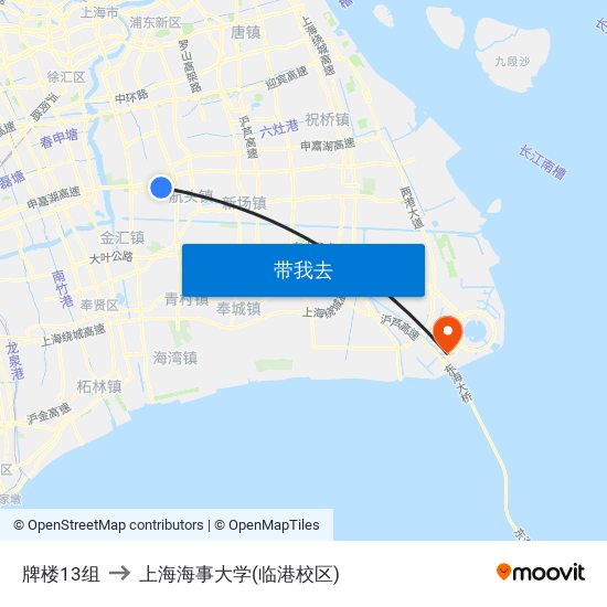 牌楼13组 to 上海海事大学(临港校区) map