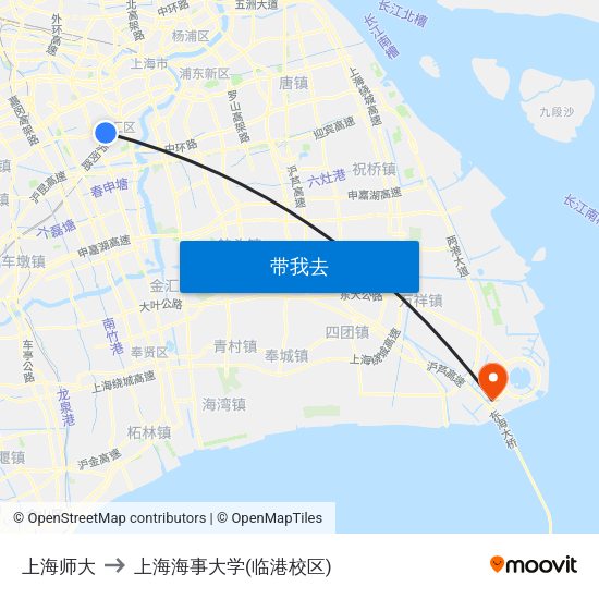 上海师大 to 上海海事大学(临港校区) map