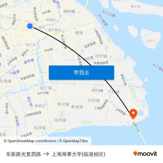 东新路光复西路 to 上海海事大学(临港校区) map