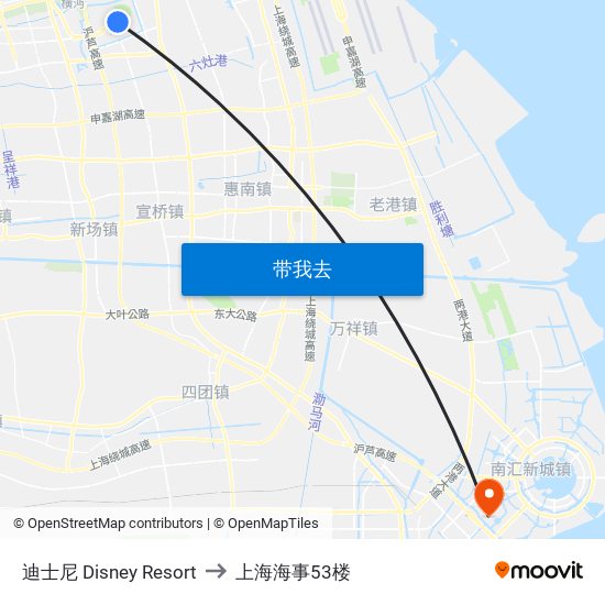 迪士尼 Disney Resort to 上海海事53楼 map
