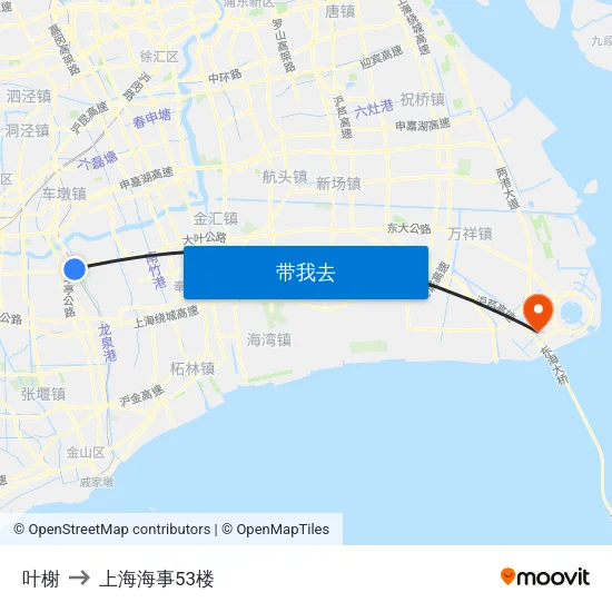 叶榭 to 上海海事53楼 map