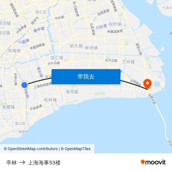 亭林 to 上海海事53楼 map