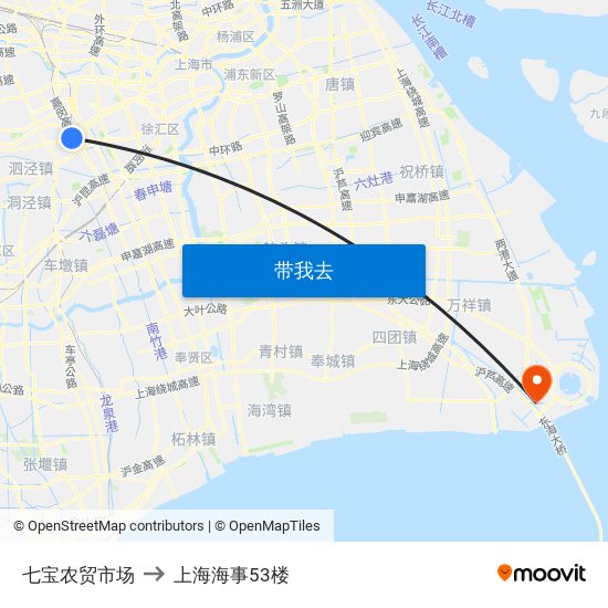 七宝农贸市场 to 上海海事53楼 map