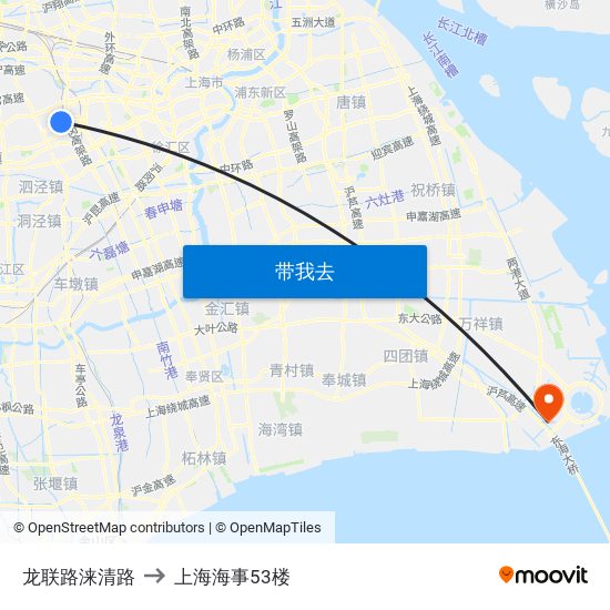 龙联路涞清路 to 上海海事53楼 map