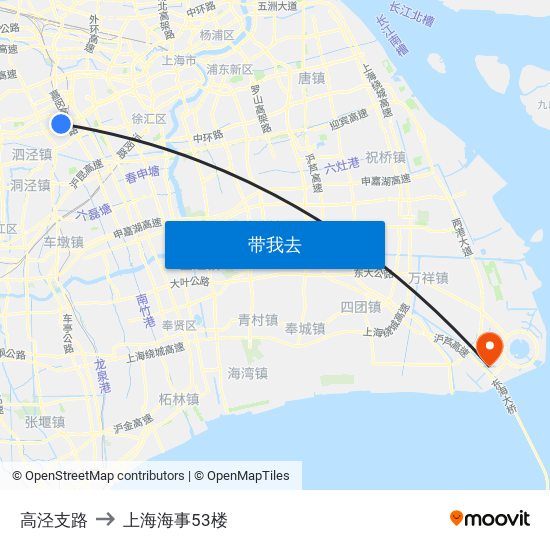 高泾支路 to 上海海事53楼 map