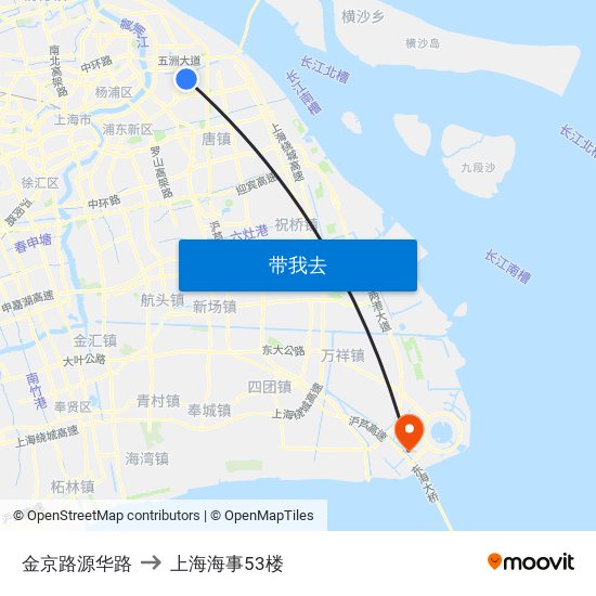 金京路源华路 to 上海海事53楼 map