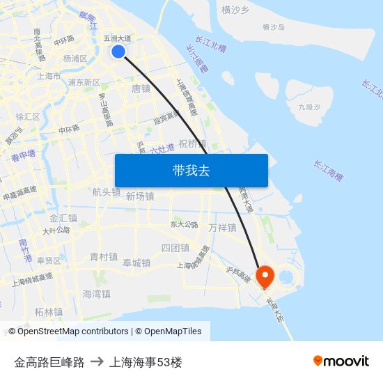 金高路巨峰路 to 上海海事53楼 map