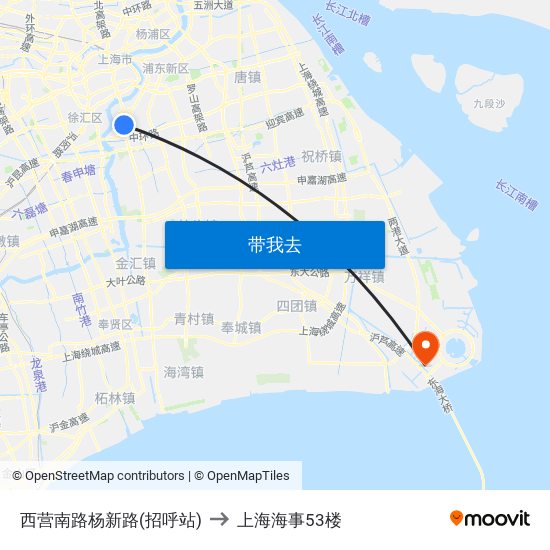 西营南路杨新路(招呼站) to 上海海事53楼 map