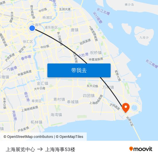 上海展览中心 to 上海海事53楼 map