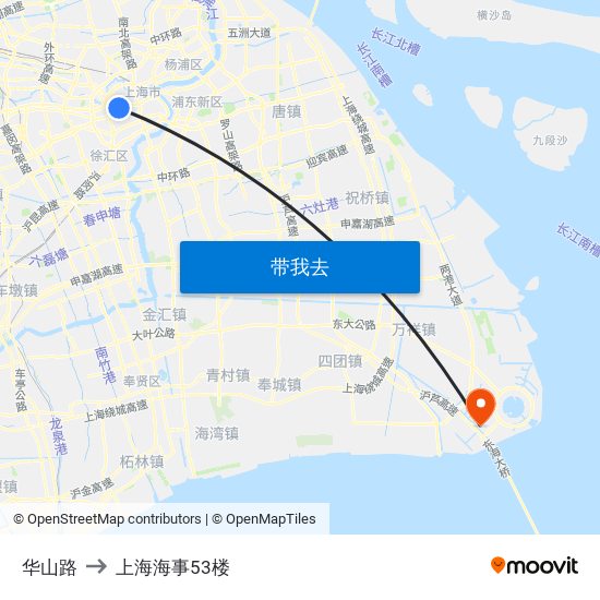 华山路 to 上海海事53楼 map