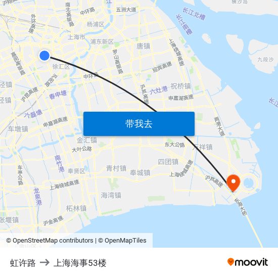 虹许路 to 上海海事53楼 map