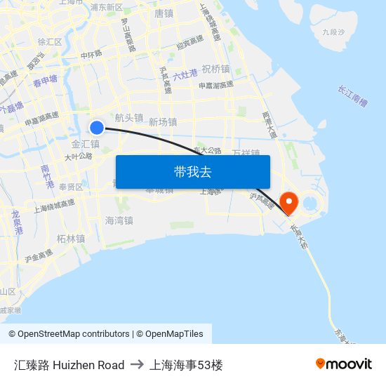 汇臻路 Huizhen Road to 上海海事53楼 map