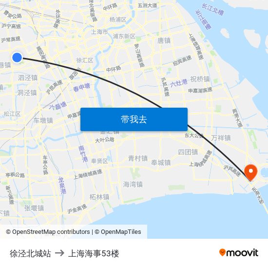 徐泾北城站 to 上海海事53楼 map