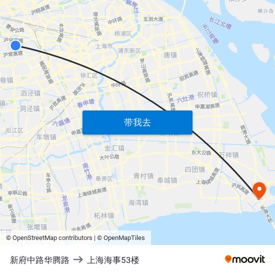 新府中路华腾路 to 上海海事53楼 map