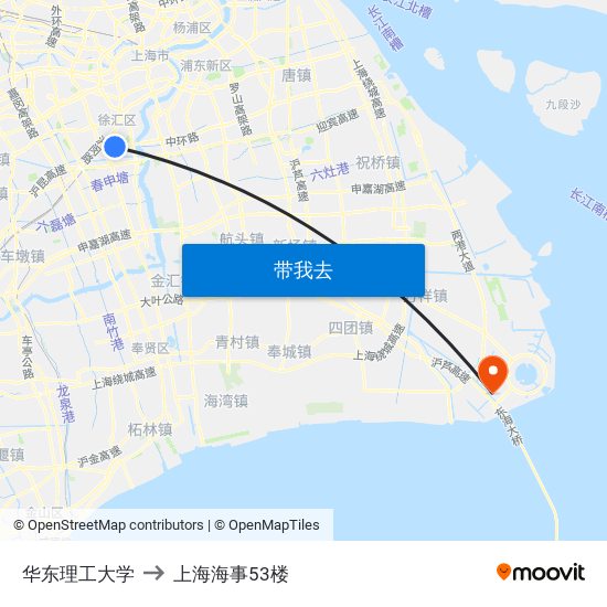 华东理工大学 to 上海海事53楼 map