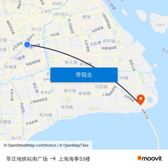 莘庄地铁站南广场 to 上海海事53楼 map