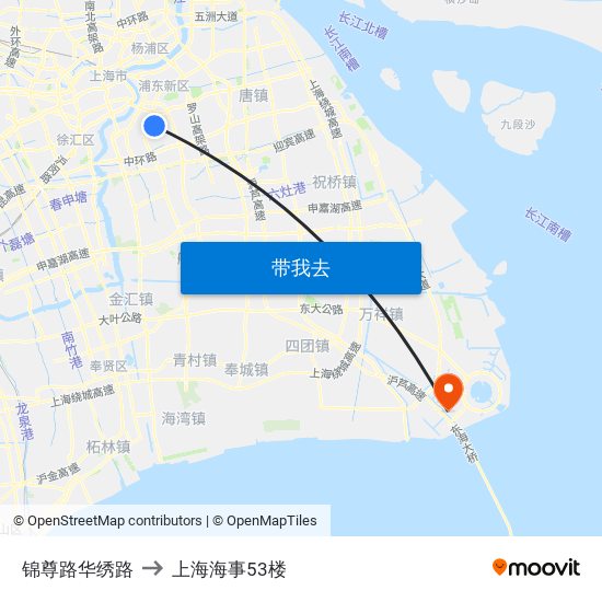 锦尊路华绣路 to 上海海事53楼 map