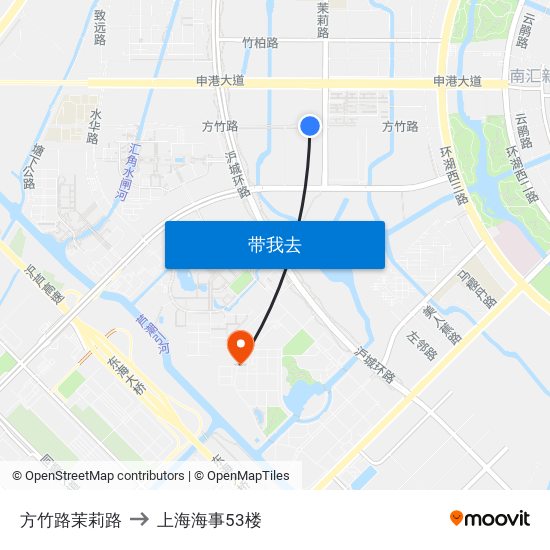 方竹路茉莉路 to 上海海事53楼 map