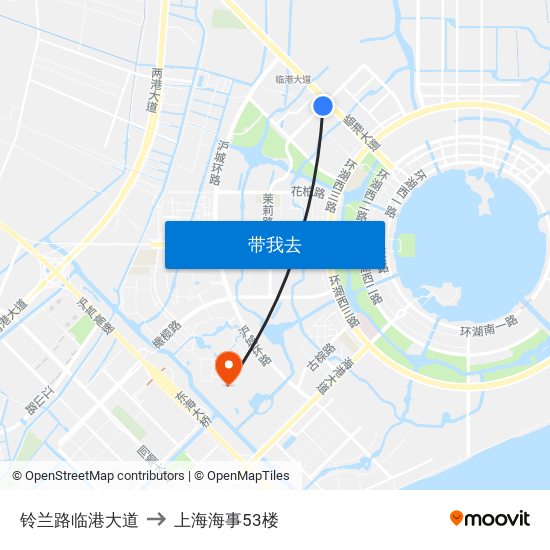 铃兰路临港大道 to 上海海事53楼 map