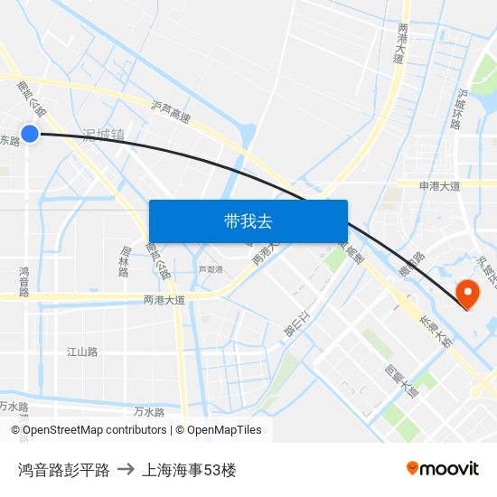 鸿音路彭平路 to 上海海事53楼 map