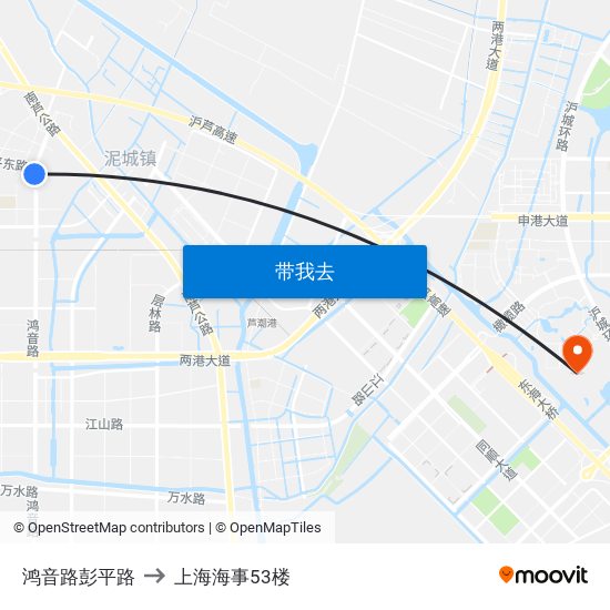 鸿音路彭平路 to 上海海事53楼 map