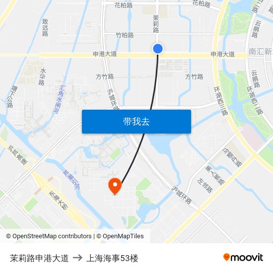 茉莉路申港大道 to 上海海事53楼 map