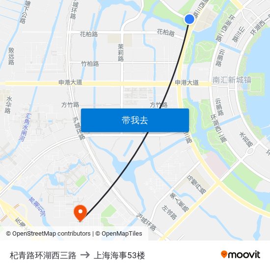杞青路环湖西三路 to 上海海事53楼 map