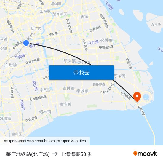 莘庄地铁站(北广场) to 上海海事53楼 map