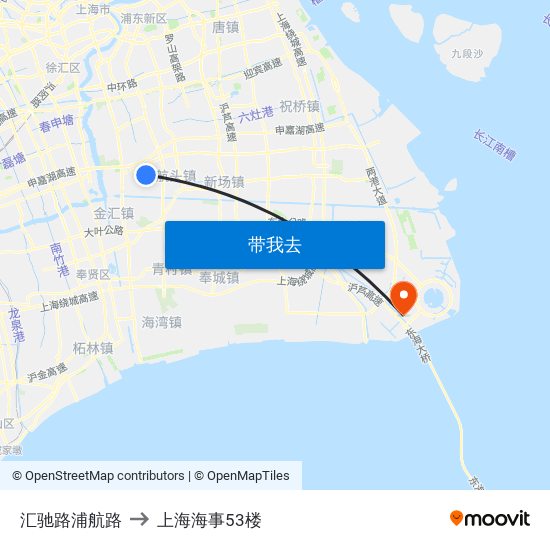 汇驰路浦航路 to 上海海事53楼 map