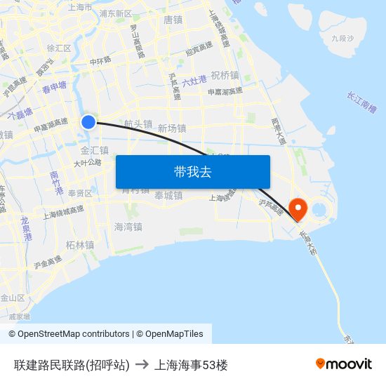 联建路民联路(招呼站) to 上海海事53楼 map