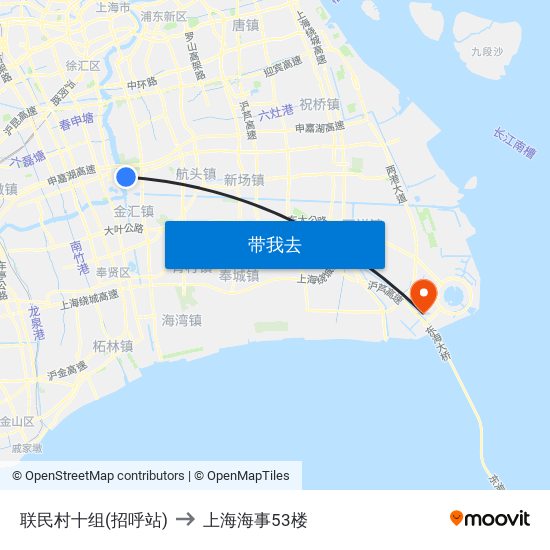 联民村十组(招呼站) to 上海海事53楼 map
