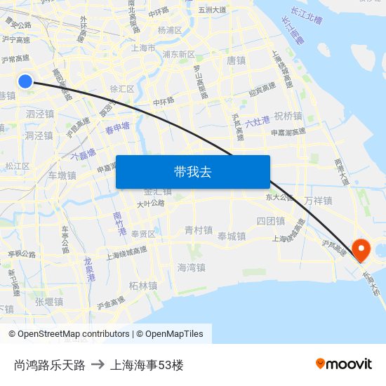 尚鸿路乐天路 to 上海海事53楼 map