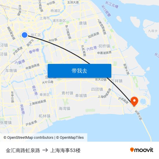 金汇南路虹泉路 to 上海海事53楼 map