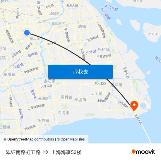 翠钰南路虹五路 to 上海海事53楼 map