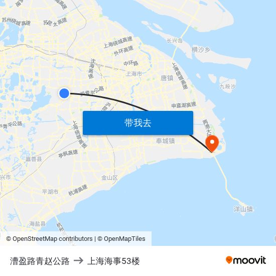 漕盈路青赵公路 to 上海海事53楼 map