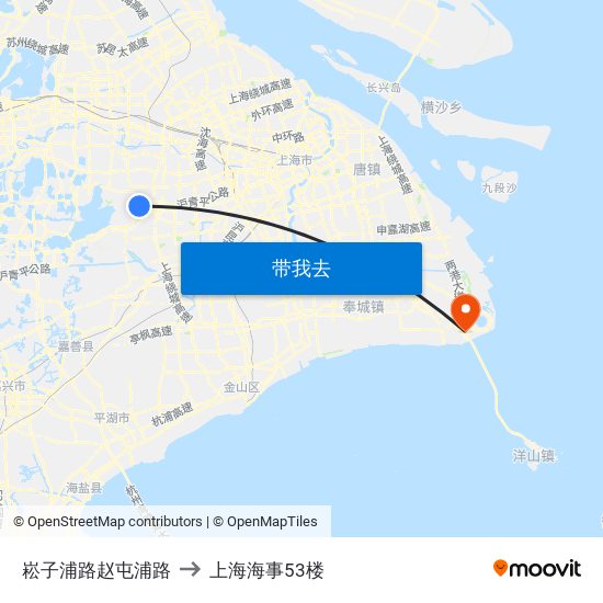 崧子浦路赵屯浦路 to 上海海事53楼 map