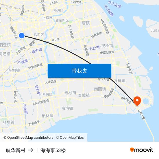 航华新村 to 上海海事53楼 map