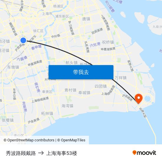 秀波路顾戴路 to 上海海事53楼 map