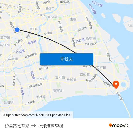 沪星路七莘路 to 上海海事53楼 map