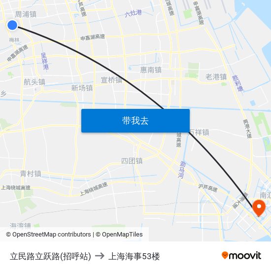 立民路立跃路(招呼站) to 上海海事53楼 map