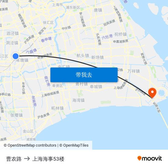 曹农路 to 上海海事53楼 map