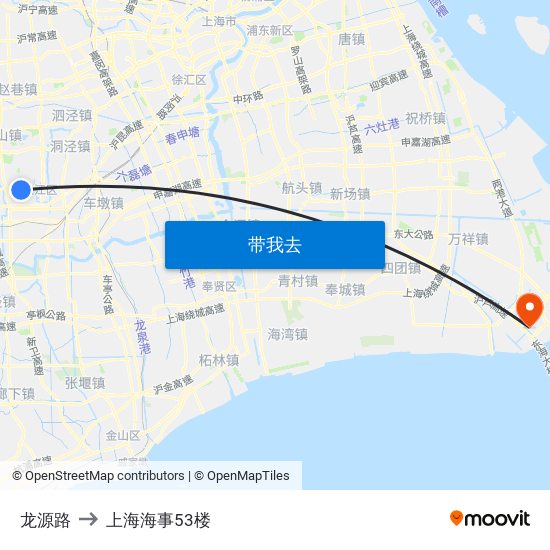 龙源路 to 上海海事53楼 map