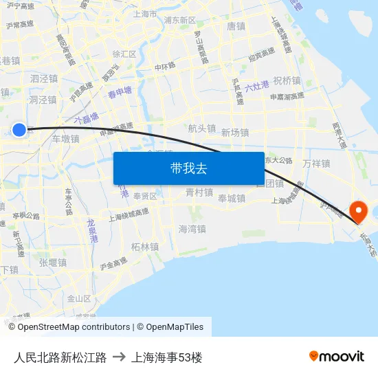 人民北路新松江路 to 上海海事53楼 map