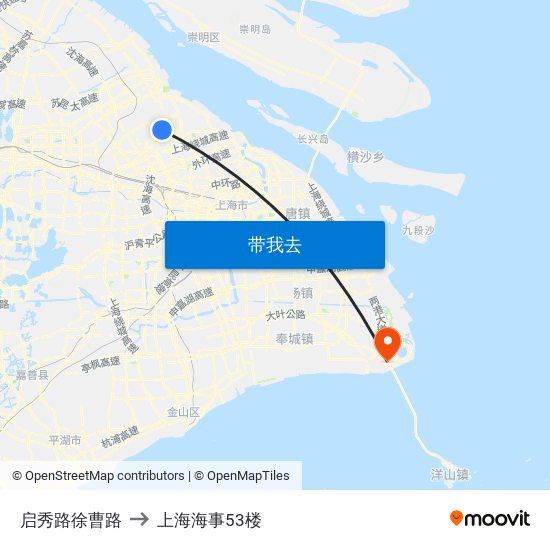 启秀路徐曹路 to 上海海事53楼 map